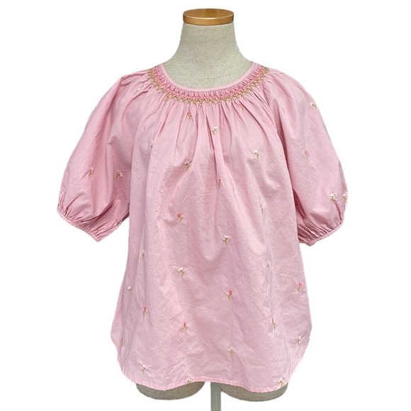 Ana A New Approach NWT Blouse Embroidered Pink Floral Size Petite Large L P - Picture 1 of 14